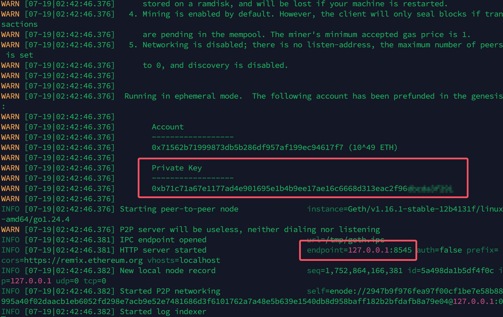 Geth Dev Mode Configuration