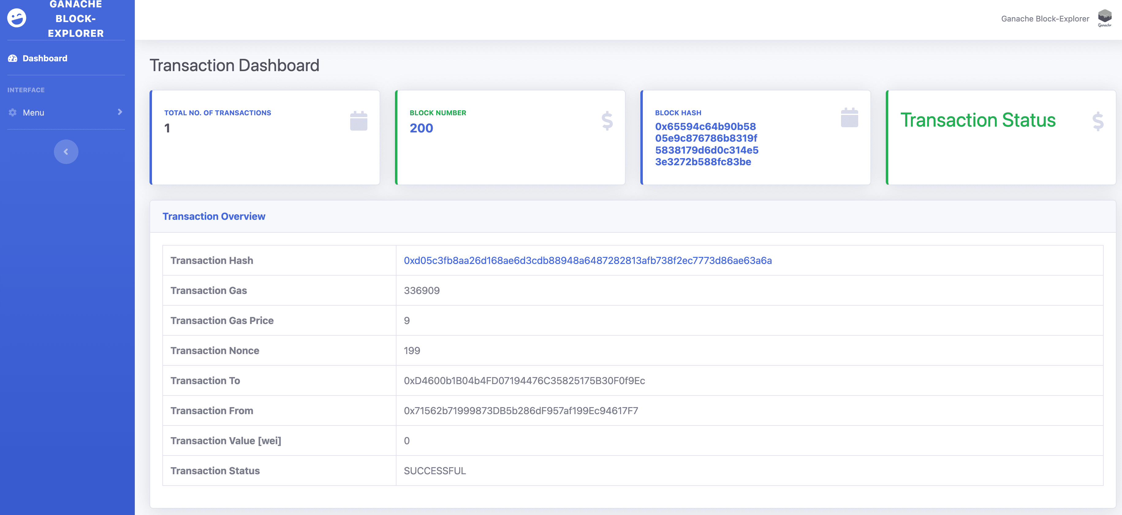 Ganache CLI Block Explorer